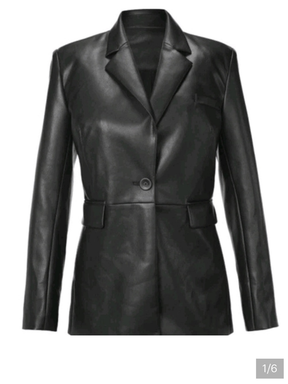 Cabi Classic Black Faux Leather James Blazer Jacket